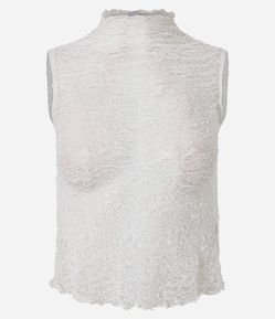 Blusa Gola Alta em Renda Vazadinha e Texturizada