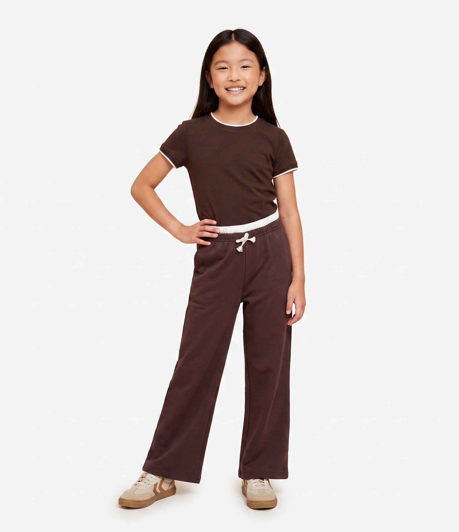 Blusa Baby Look Infantil com Detalhe Contrastante – Tam 5 a 16 Anos Marrom 1