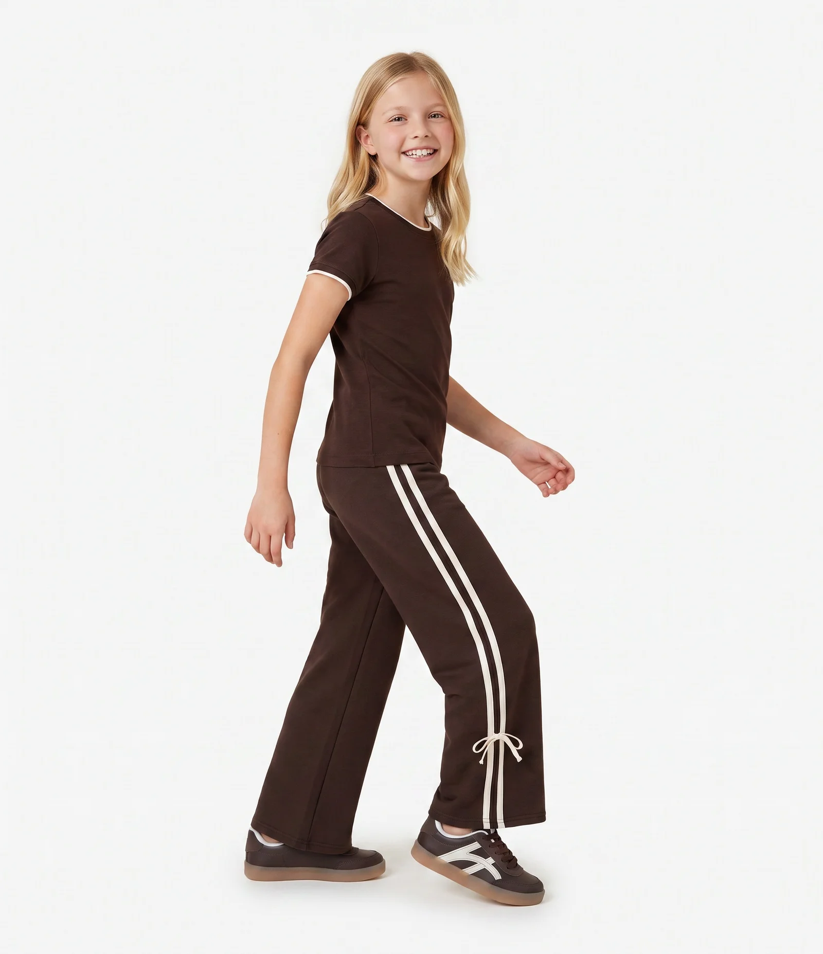 Blusa Baby Look Infantil com Detalhe Contrastante – Tam 5 a 16 Anos Marrom 2