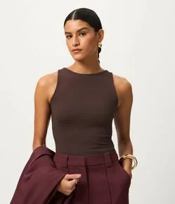 Blusa em Poliamida com Gola Redonda