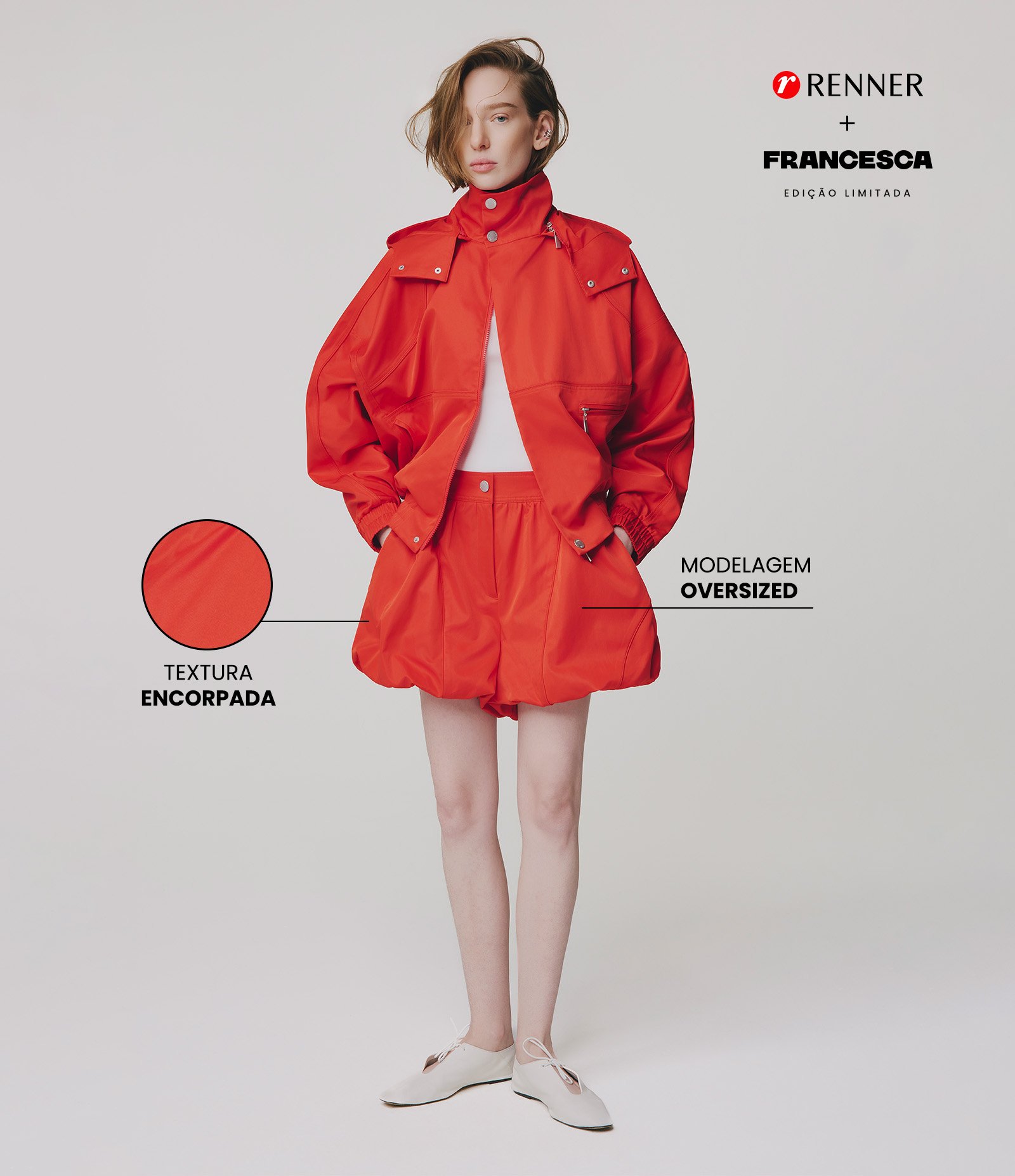 Short Balonê com Cós Alfaiatado e Detalhes Contrastantes Vermelho 1
