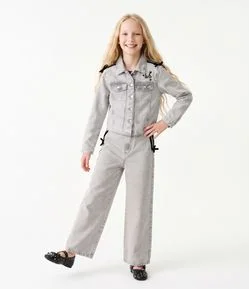 Jaqueta Jeans Infantil Comfort com Laços nos Ombros - Tam 5 a 16 Anos