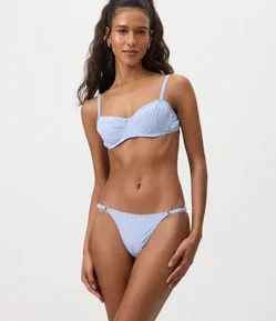 Calcinha String Fio em Tricoline com Estampa Listrada