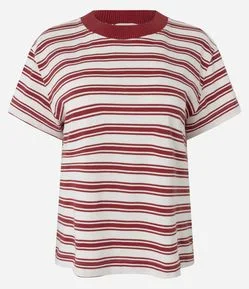 Camiseta em Algodão com Estampa Listrada