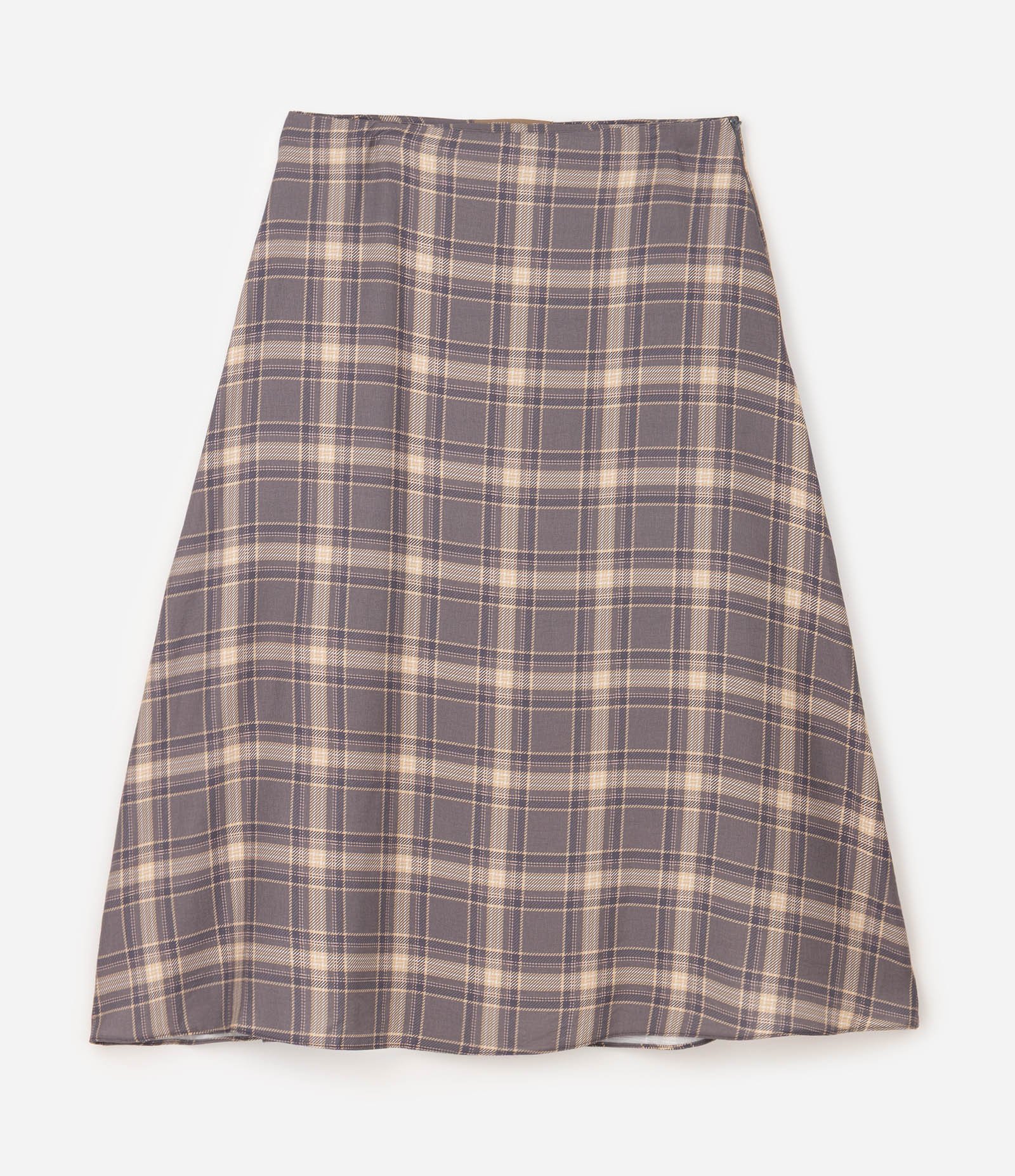 Saia Evasê Midi em Crepe Xadrez Curve & Plus Size Cinza 5