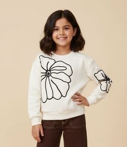 Casaco Infantil com Bordado de Flor em Corda – Tam 5 a 16 Anos