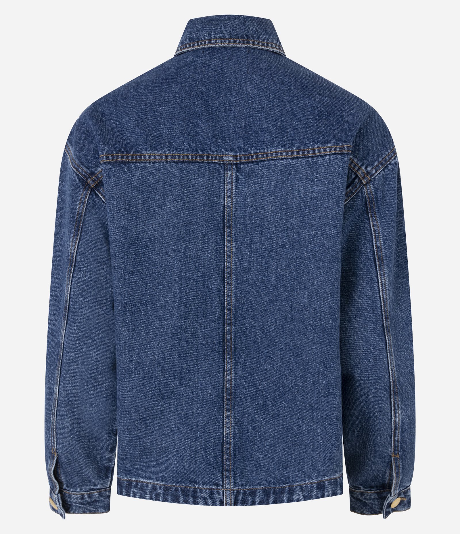 Jaqueta Jeans Overshirt com Botões Frontais Azul Médio 3