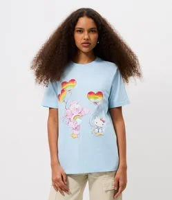 Camiseta Oversized em Algodão com Ursinhos Carinhosos Estampado