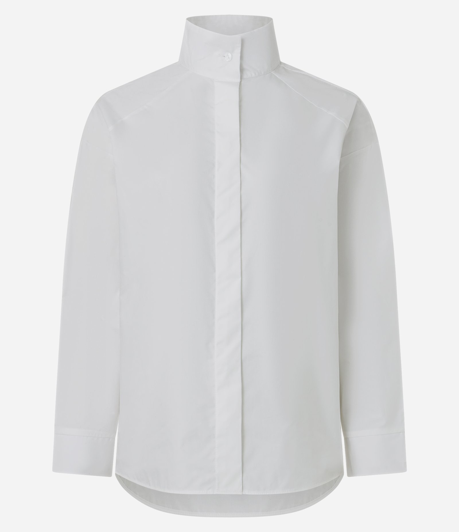 Camisa em Tricoline com Gola Alta Branco 6