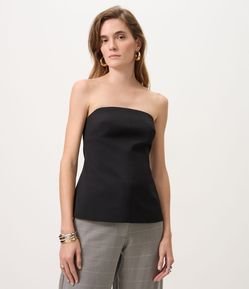 Blusa Tomara que Caia em Cetim com Modelagem Estruturada