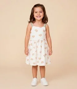 Vestido Infantil Texturizado com Estampa Fullprint Arco-Íris – Tam 1 a 6 Anos