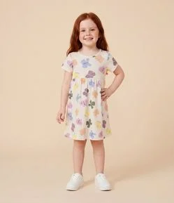 Vestido Marias Infantil Canelado com Estampa Borboletas – Tam 1 a 6 Anos
