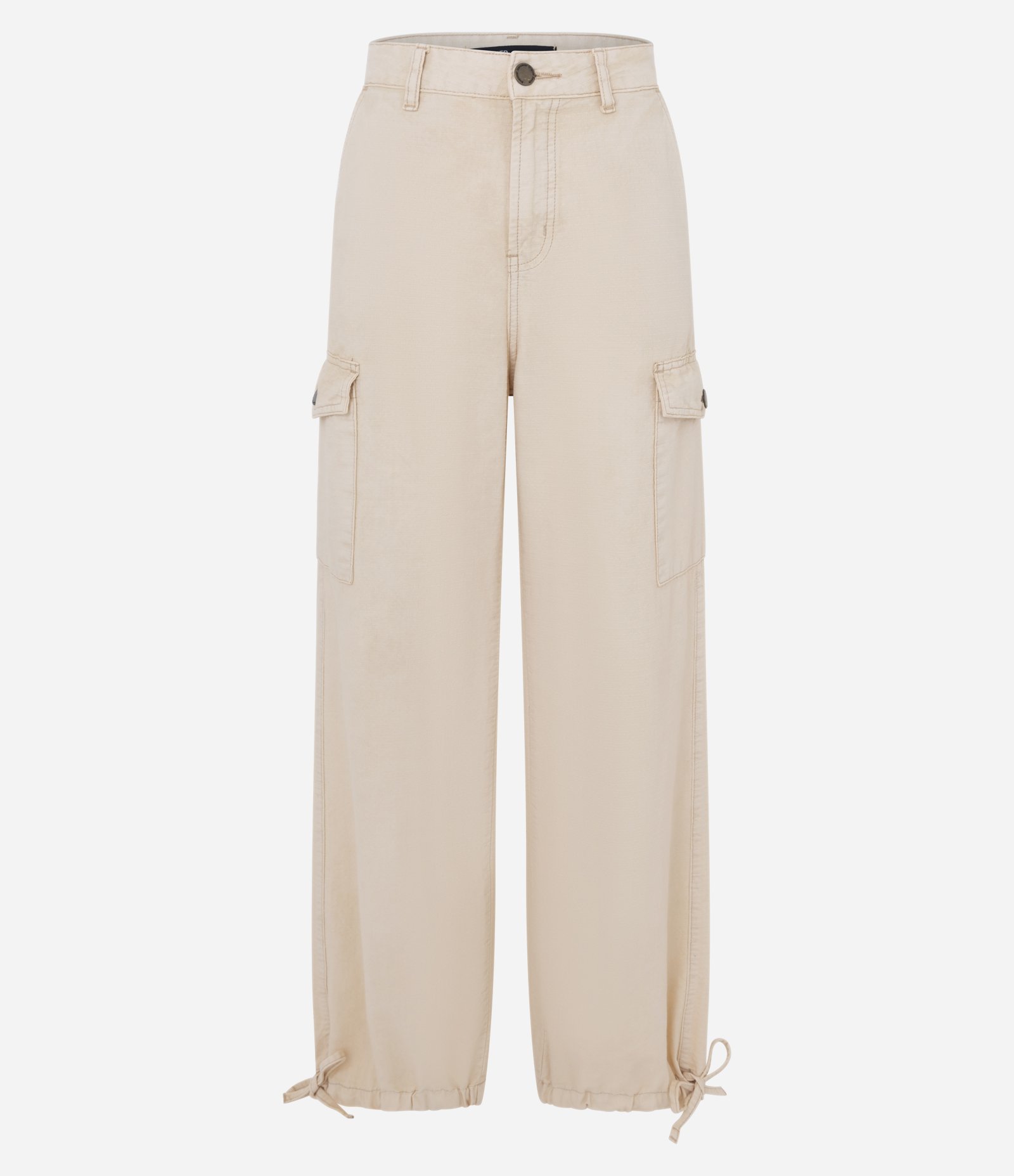 Calça Cargo Jeans com Bolsos Laterais Bege 5