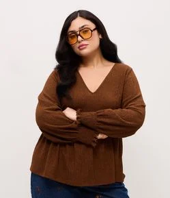 Blusa Texturizada com Babado Curve & Plus Size