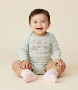 Body Bebê com Estampa Floral e Lettering Melhor Amiga da Mamãe – Tam RN a 18 Meses