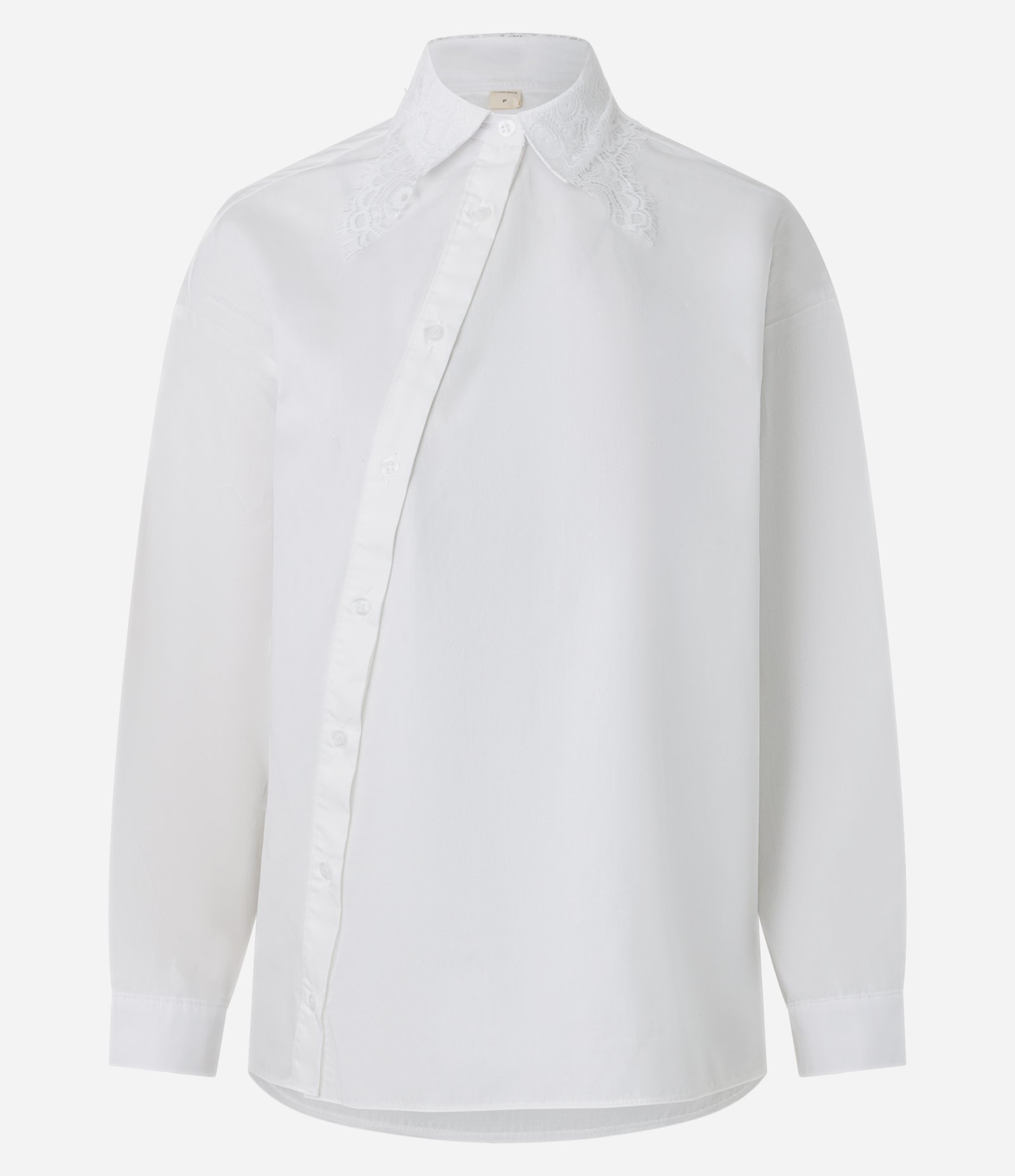 Camisa em Tricoline com Renda Aplicada Branco 1