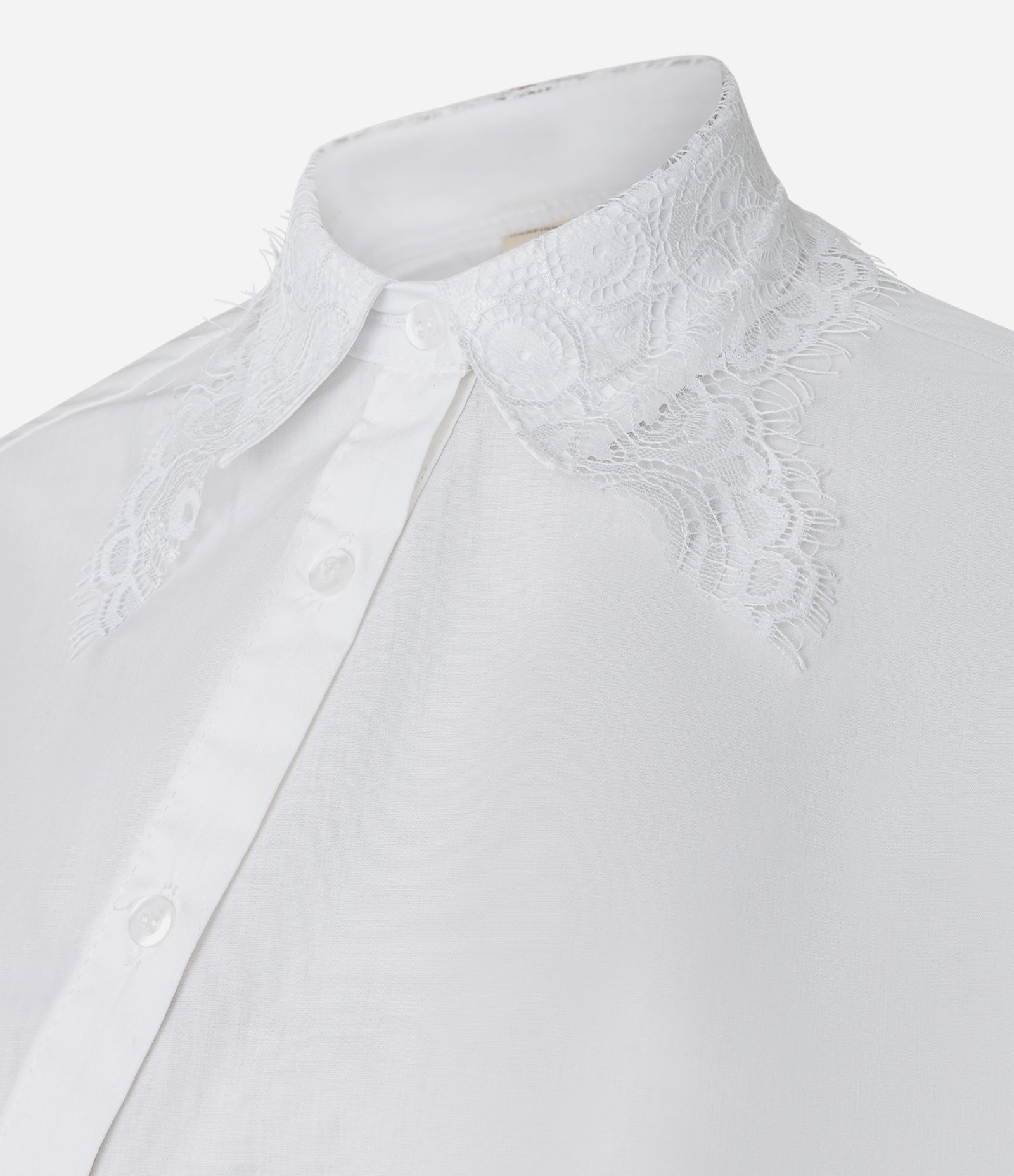 Camisa em Tricoline com Renda Aplicada Branco 2