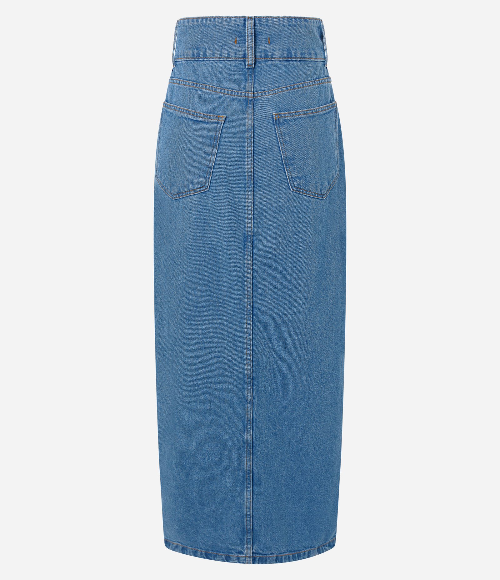 Saia Longa em Jeans com Fenda Frontal Azul 6