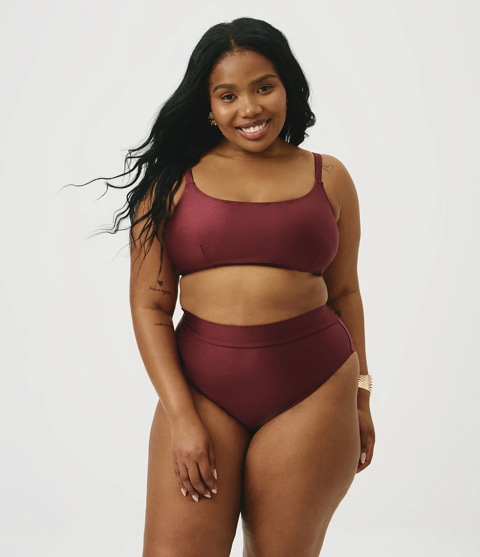 Biquíni Top Reto em Poliamida com Proteção UV 50+ Curve & Plus Size Bordô 2