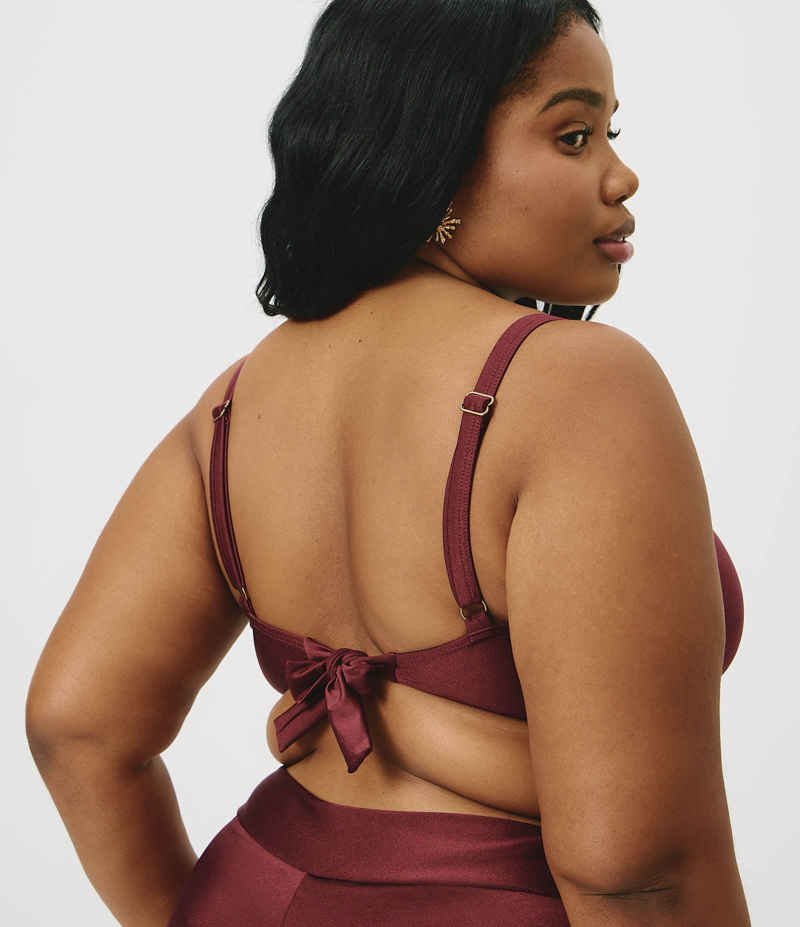 Biquíni Top Reto em Poliamida com Proteção UV 50+ Curve & Plus Size Bordô 4