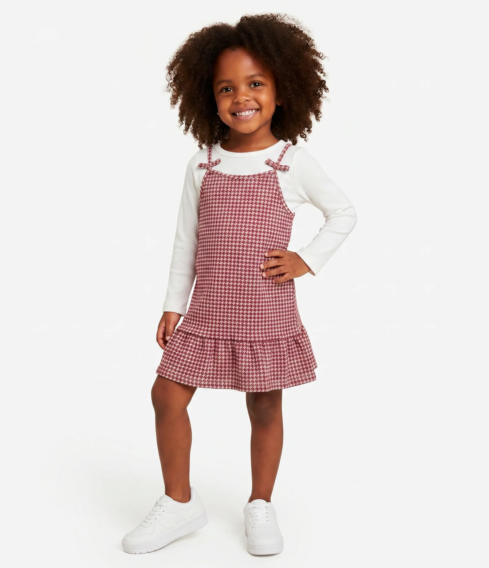 Conjunto Infantil Vestido Evase com Blusa Slim – Tam 1 a 6 Anos Vermelho 1