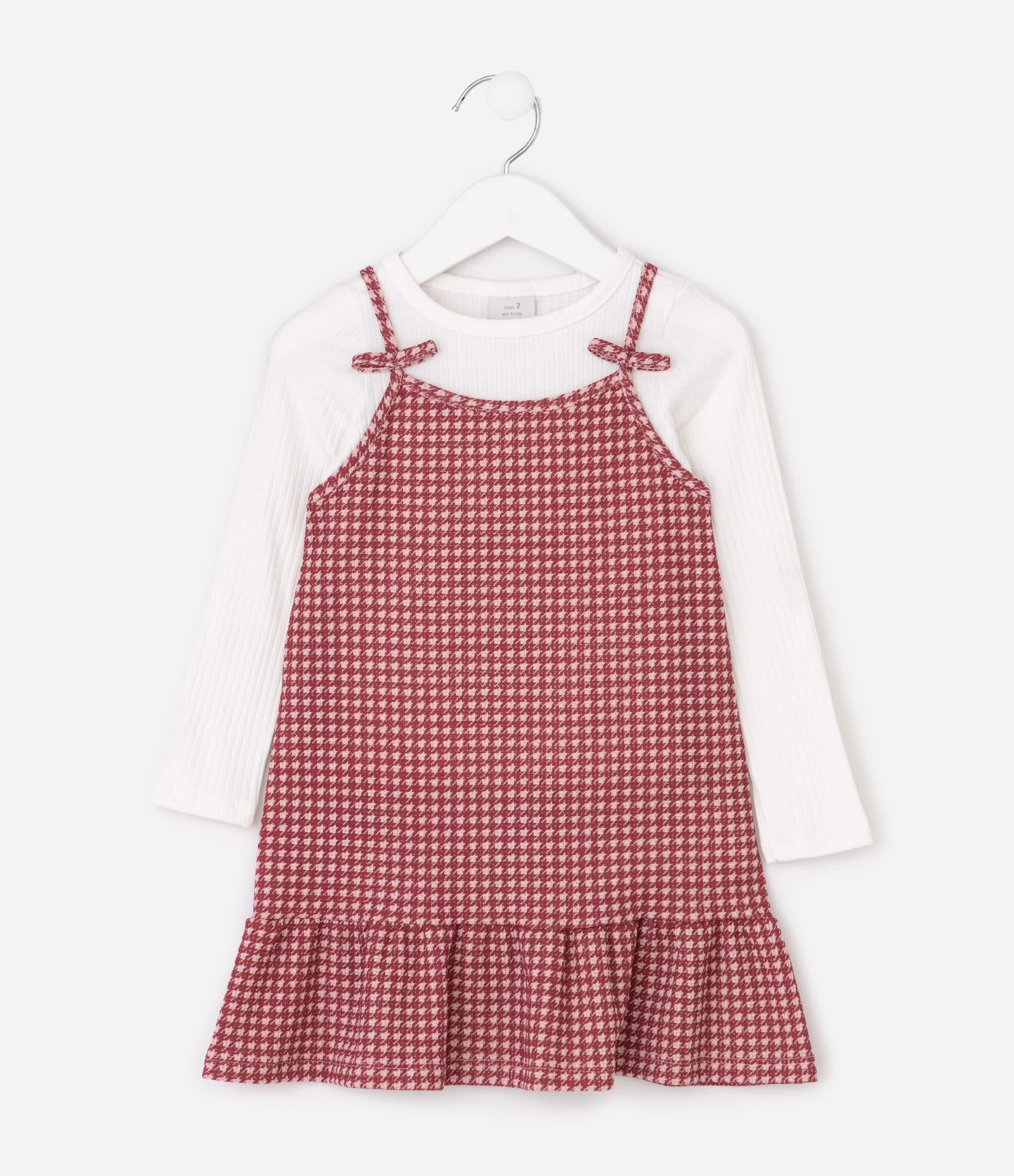 Conjunto Infantil Vestido Evase com Blusa Slim – Tam 1 a 6 Anos Vermelho 2
