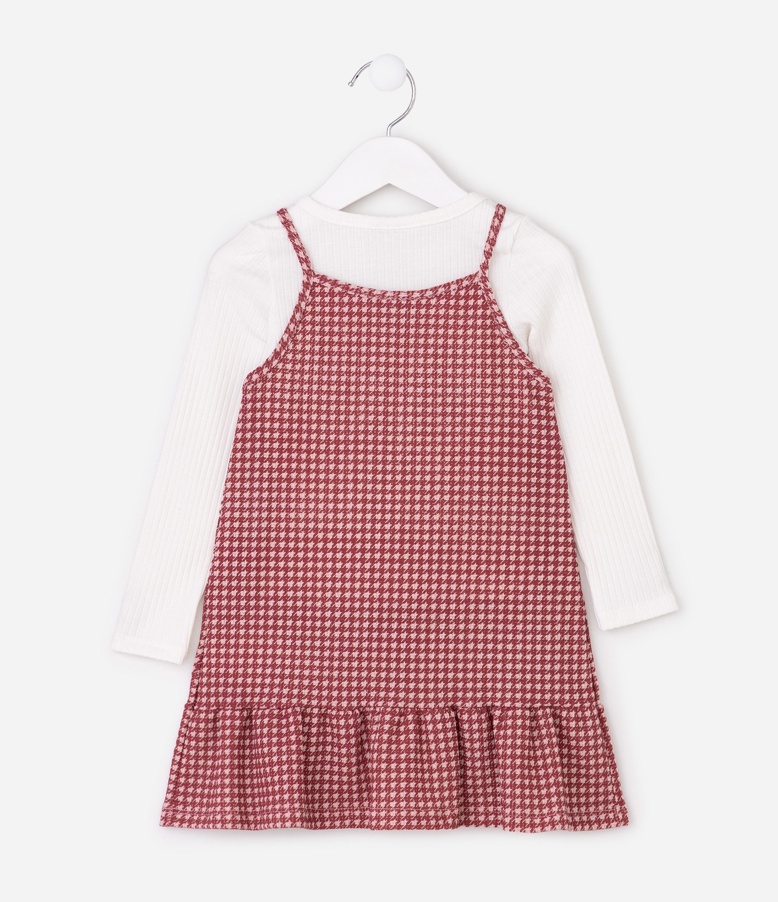 Conjunto Infantil Vestido Evase com Blusa Slim – Tam 1 a 6 Anos Vermelho 3
