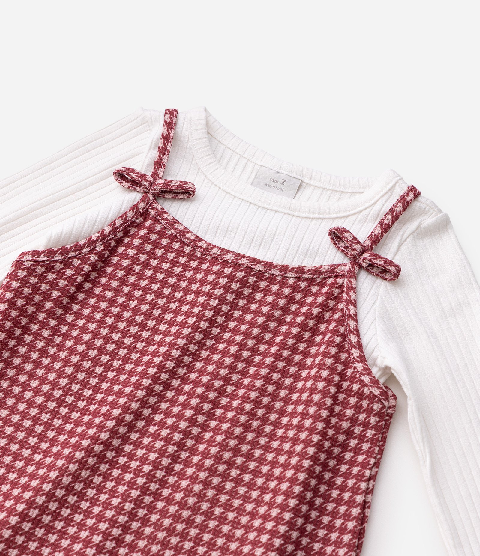 Conjunto Infantil Vestido Evase com Blusa Slim – Tam 1 a 6 Anos Vermelho 5