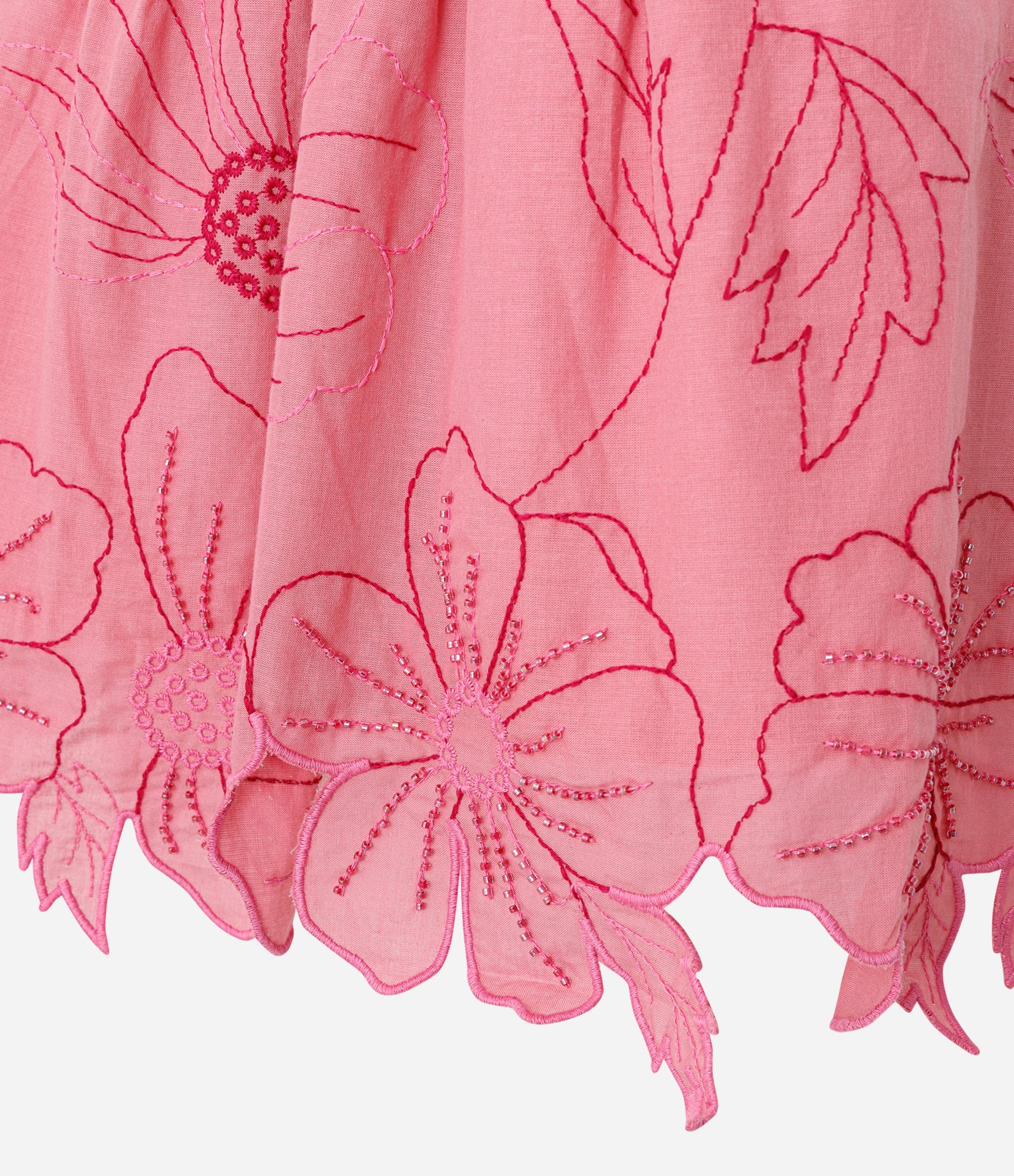 Blusa Alcinha com Bordado de Flores e Barra Recortada Rosa 4