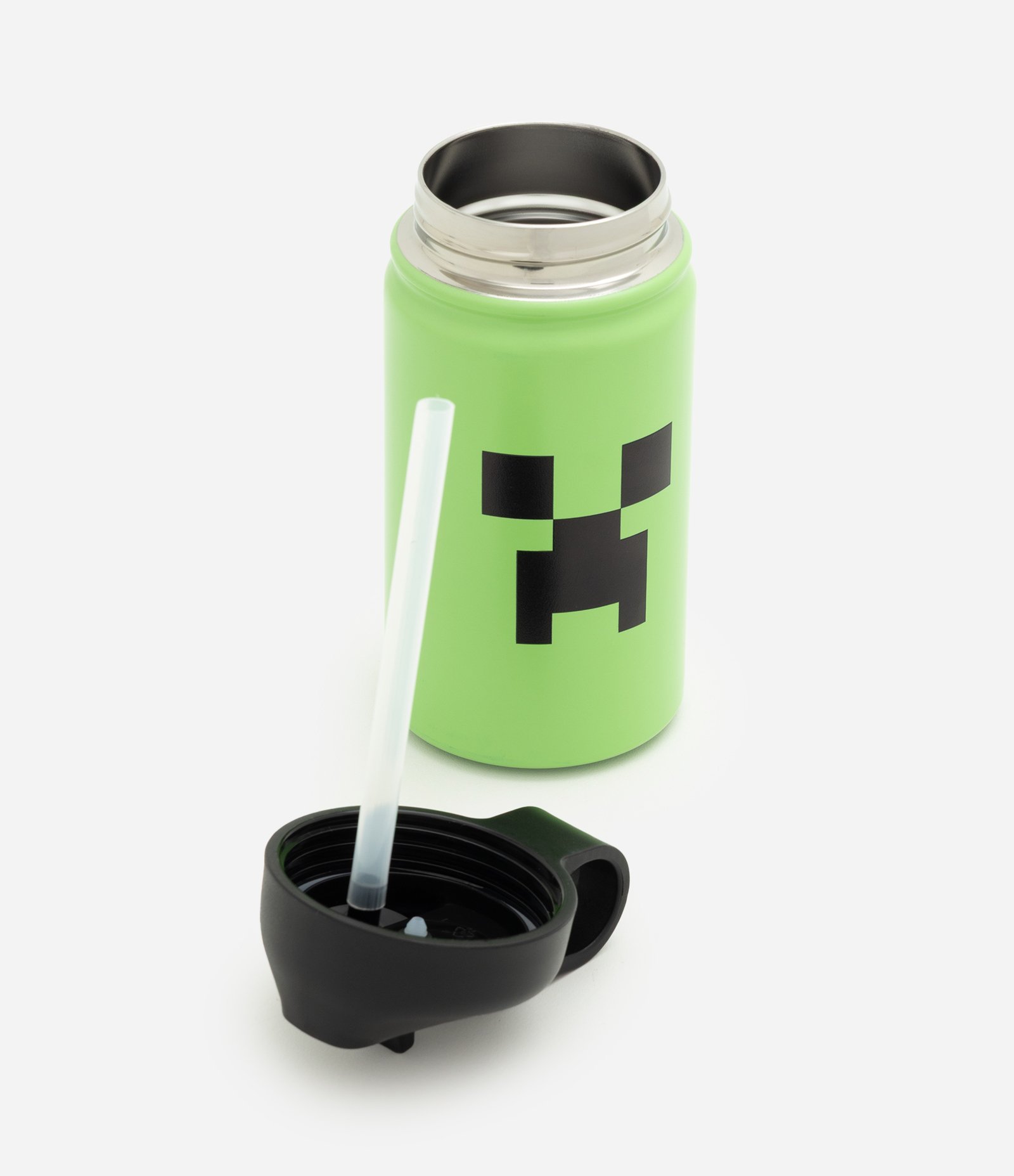 Garrafa Térmica em Metal com Estampa Temática Minecraft 360ml Verde 5