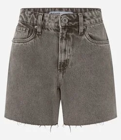 Short Jeans Em Sarja Cintura Média Midi Básico