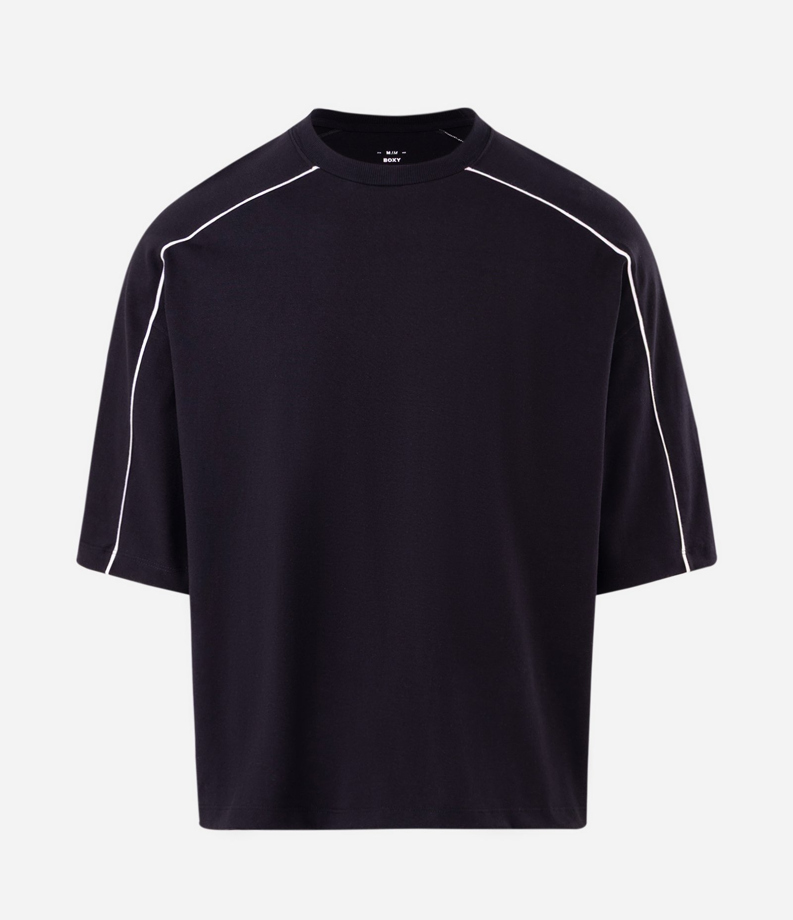Camiseta Boxy em Algodão com Listras Contrastante Preto 5