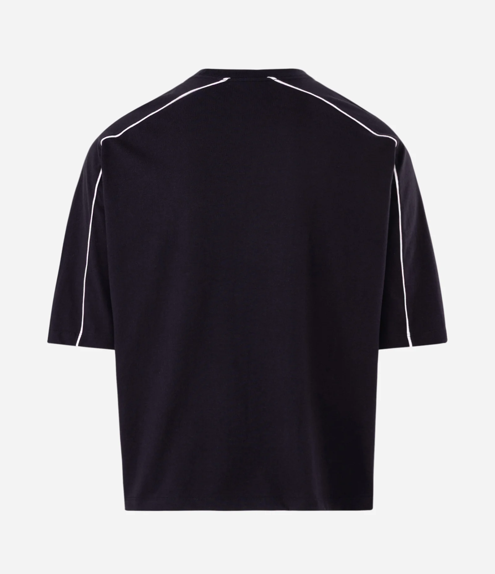 Camiseta Boxy em Algodão com Listras Contrastante Preto 6