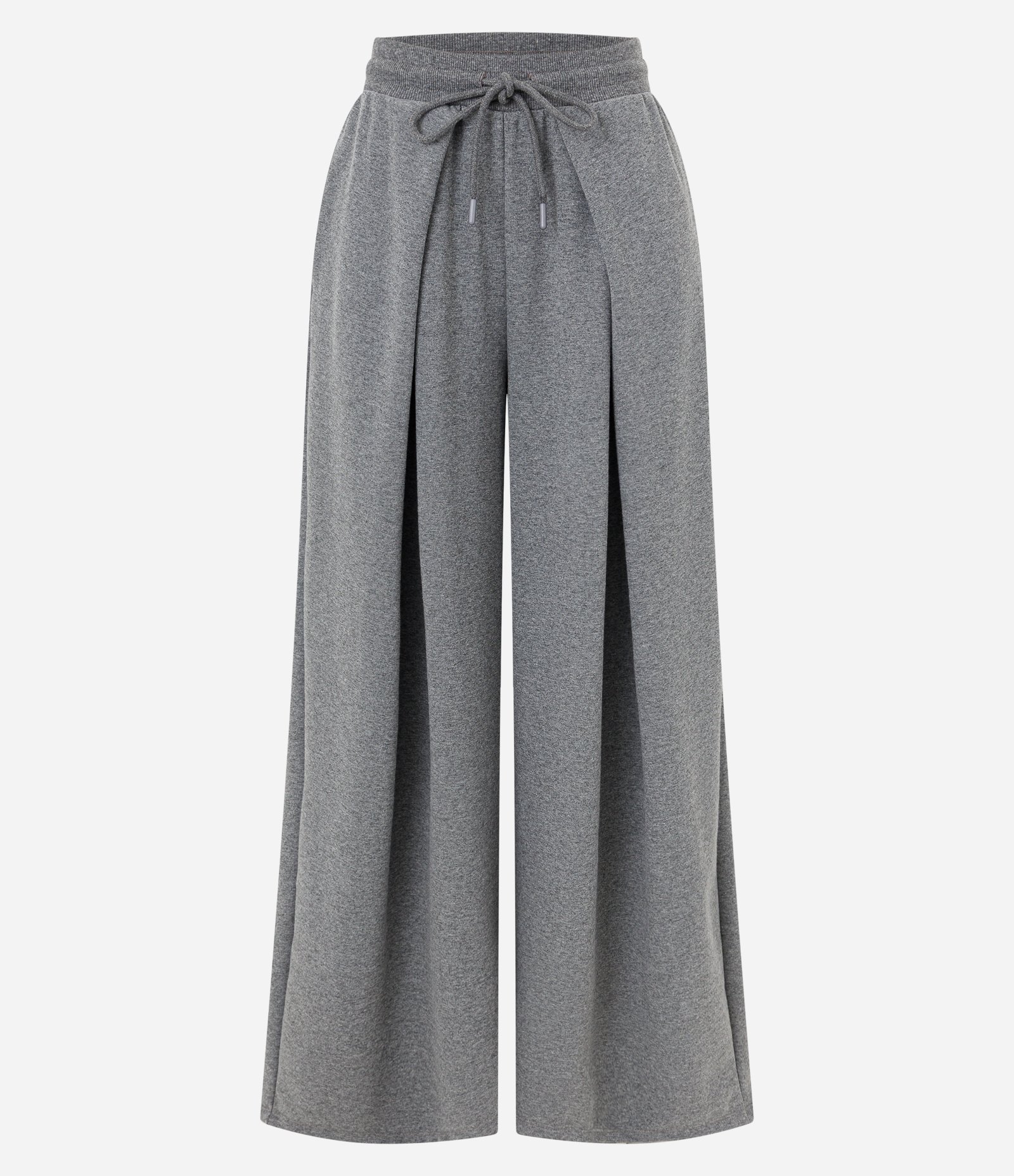 Calça Wide em Suedine com Pregas Frontais Cinza 5