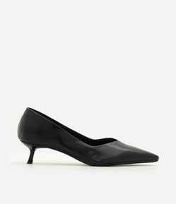 Sapato Scarpin em PU com Salto Kitten Heel