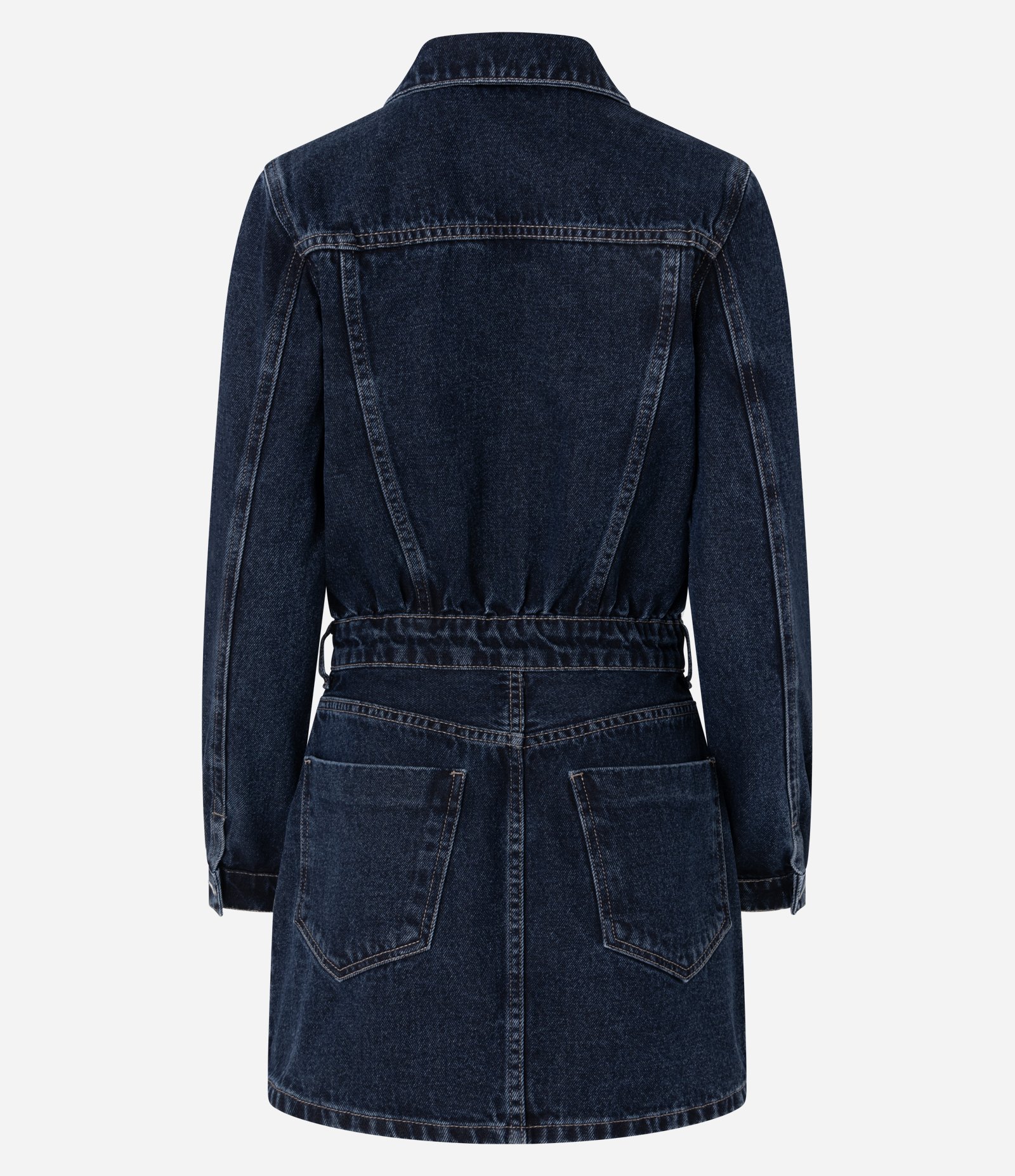 Vestido Curto em Jeans com Transpasse e Bolsos Frontais Azul 2