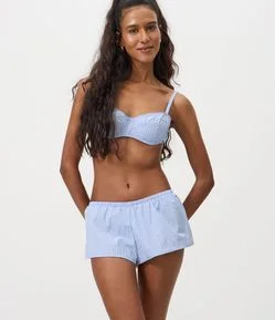 Bermuda de Pijama em Tricoline com Estampa Listrada