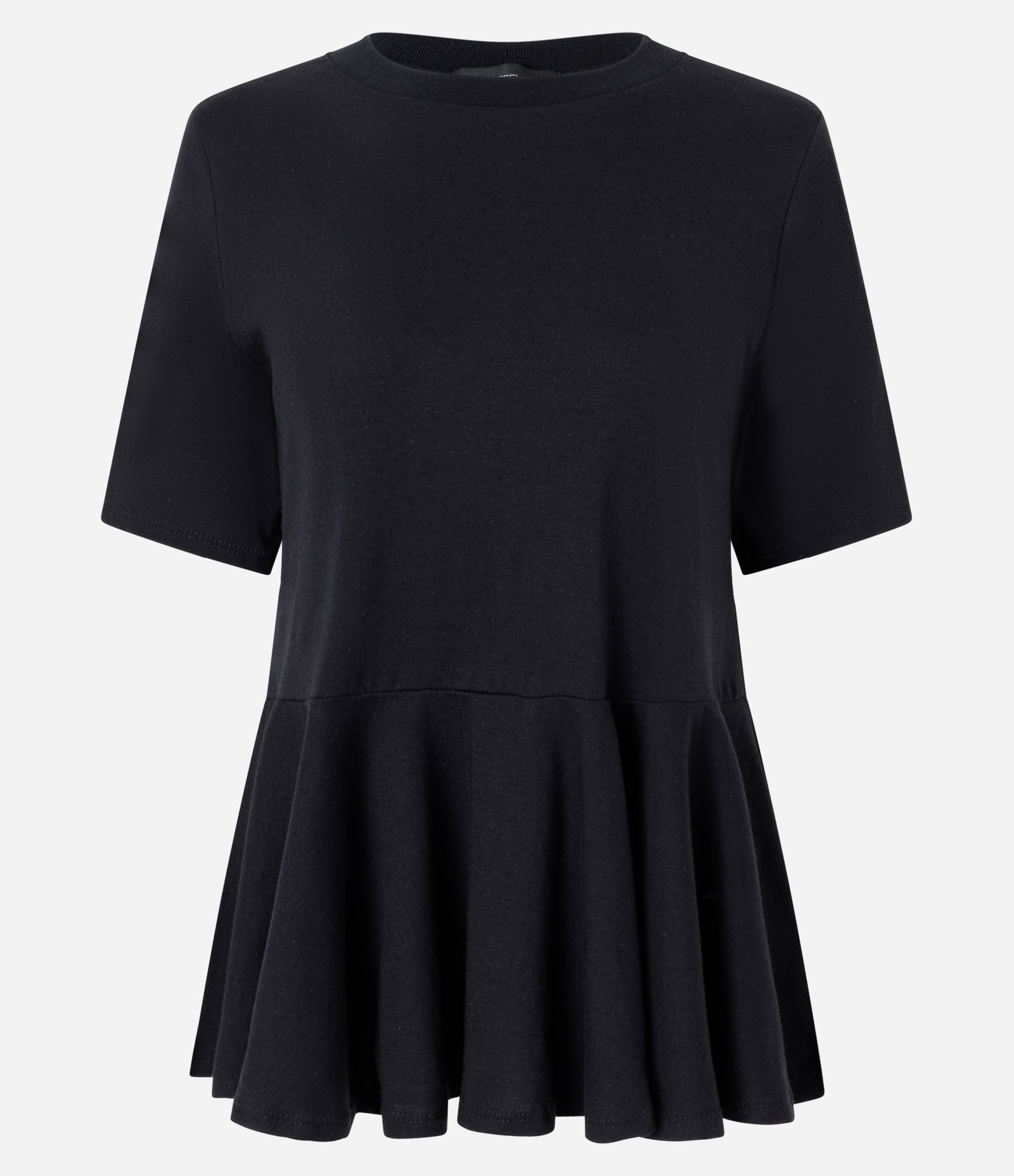 Blusa Manga Curta em Algodão com Barra Peplum Preto 5
