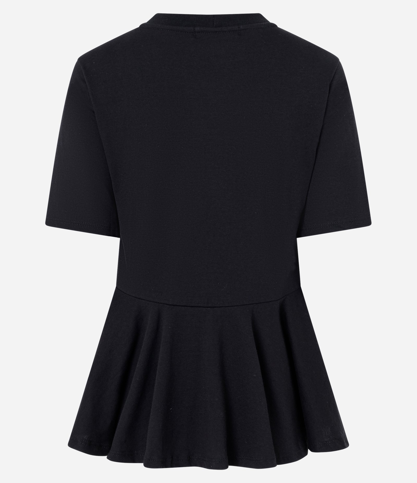 Blusa Manga Curta em Algodão com Barra Peplum Preto 6