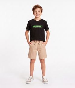 Camiseta Infantil em Algodão com Estampa Minecraft - Tam 5 a 14 Anos