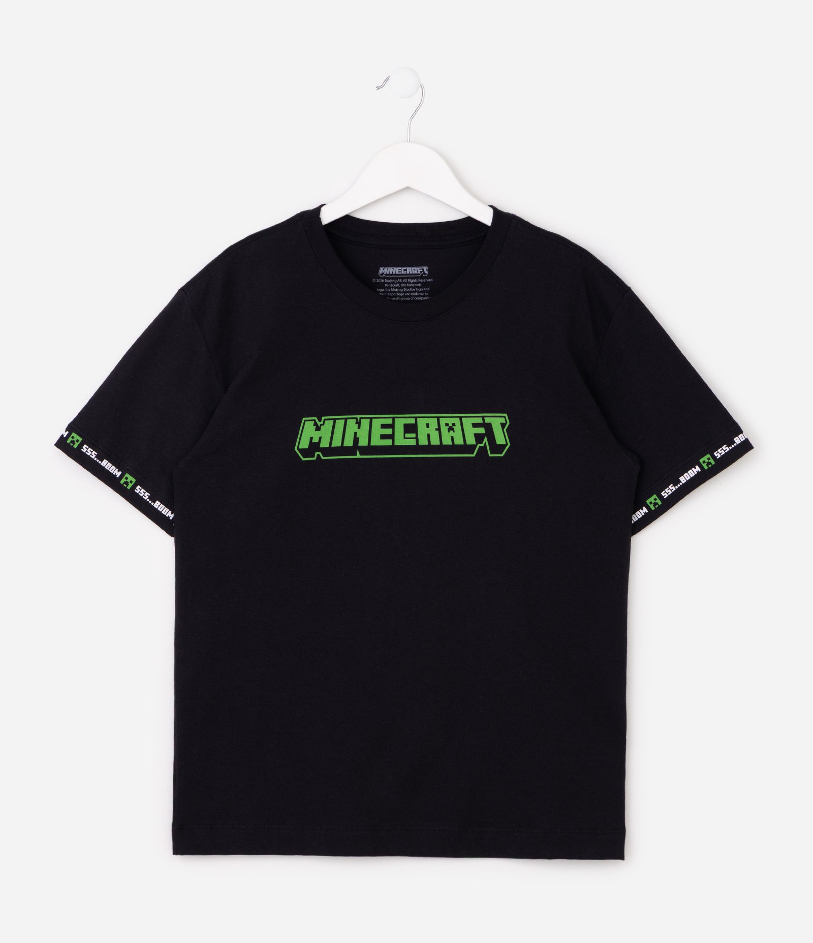 Camiseta Infantil em Algodão com Estampa Minecraft - Tam 5 a 14 Anos Preto 2