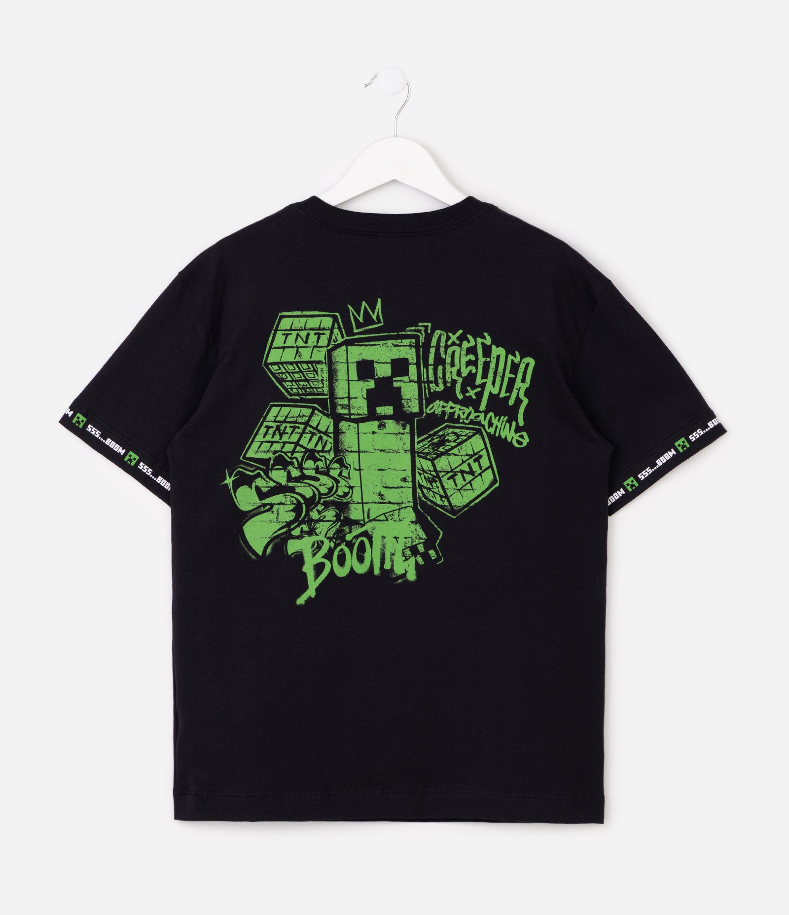 Camiseta Infantil em Algodão com Estampa Minecraft - Tam 5 a 14 Anos Preto 3