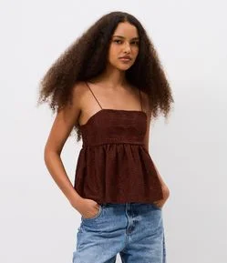 Blusa Bata Texturizada com Alças Finas