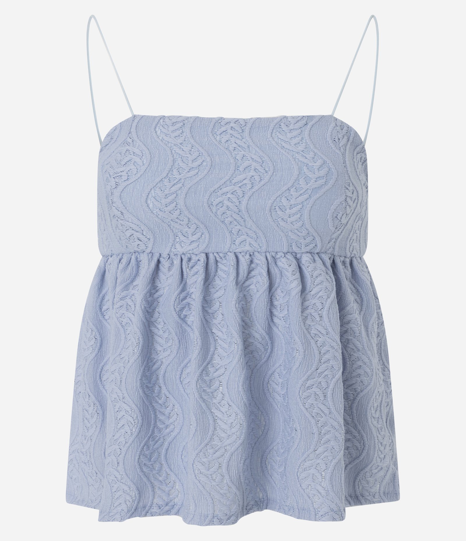 Blusa Bata Texturizada com Alças Finas Azul 5