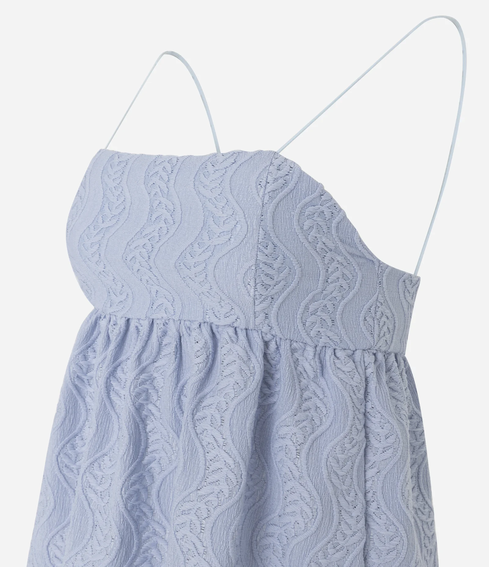 Blusa Bata Texturizada com Alças Finas Azul 6