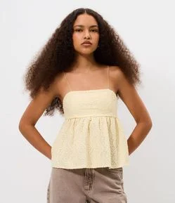 Blusa Bata Texturizada com Alças Finas