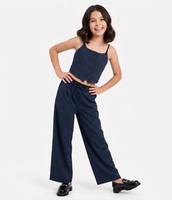 Calça Wide Infantil em Alfaiataria com Risca de Giz – Tam 5 a 16 Anos