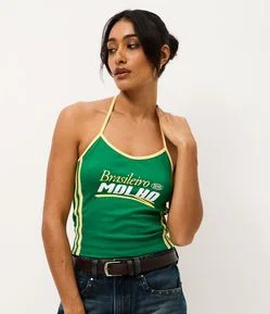 Blusa de Alça com Estampa Brasileiro tem Molho