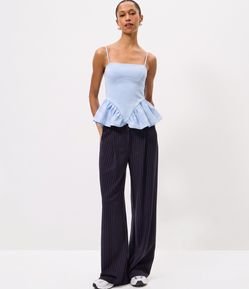 Blusa Peplum em Ponto Roma com Recortes e Alcinha