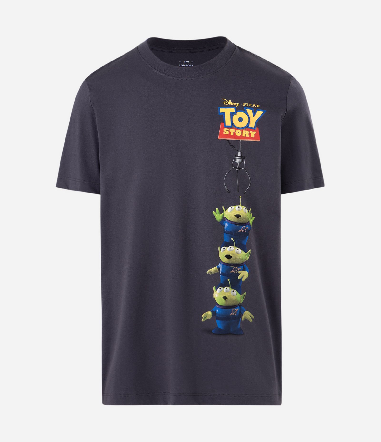 Camiseta Comfort em Algodão com Estampa Toy Story Alien Preto Chumbo 5